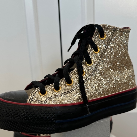 Converse Chuck Taylor All Star Lift Platform Leopard Zebra Glitter Sneakers - Picture 10 of 13
